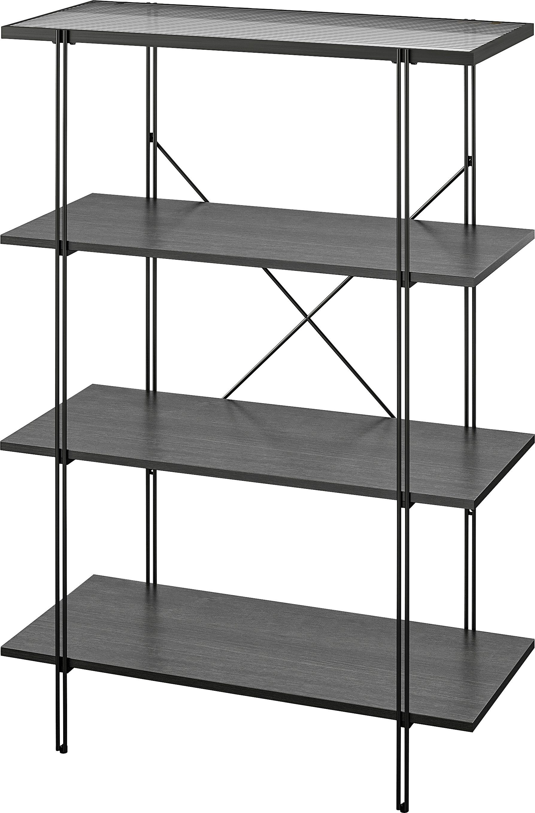 Dorel Home Aktenregal Wainwright, 1-tlg., Oberboden aus Glas, Breite 79,5 cm, Höhe 117 cm, Metallregal