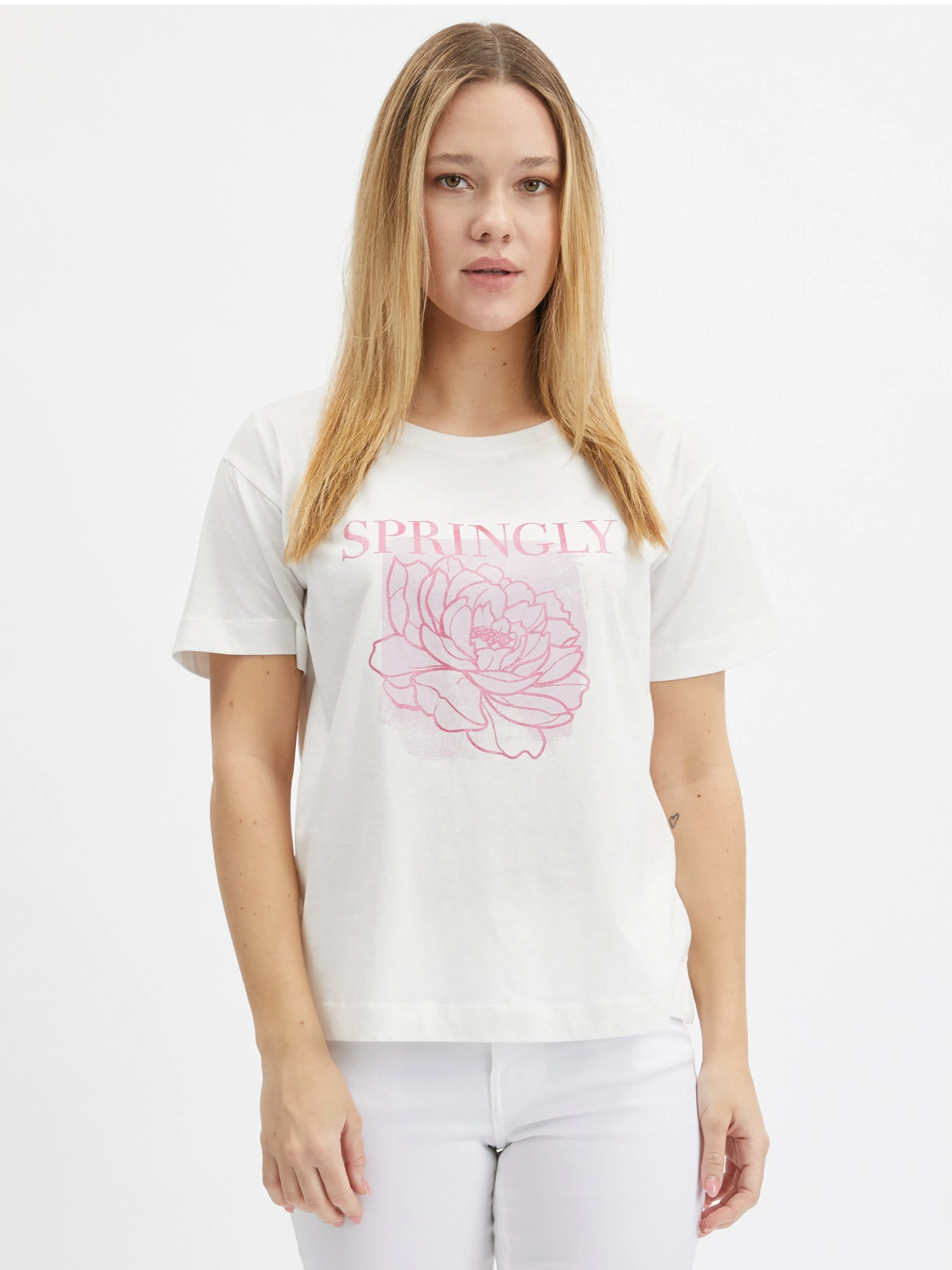 Cremefarbenes Damen-T-Shirt ORSAY