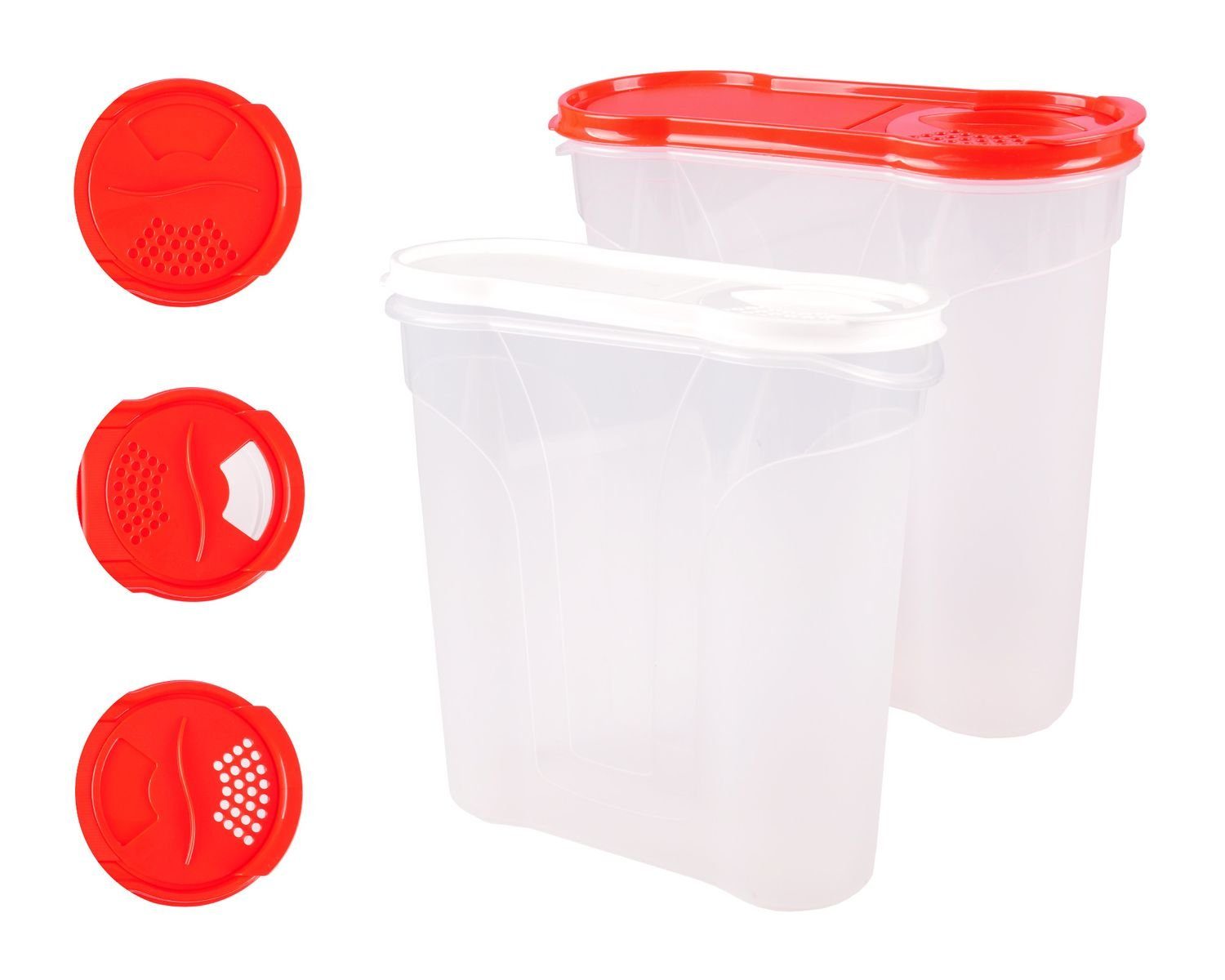 BURI Vorratsdose Rival Schüttdosen 1,3/2,4/4 L Cerealienbox Müslidose Cornflakesdose Vo, Kunststoff