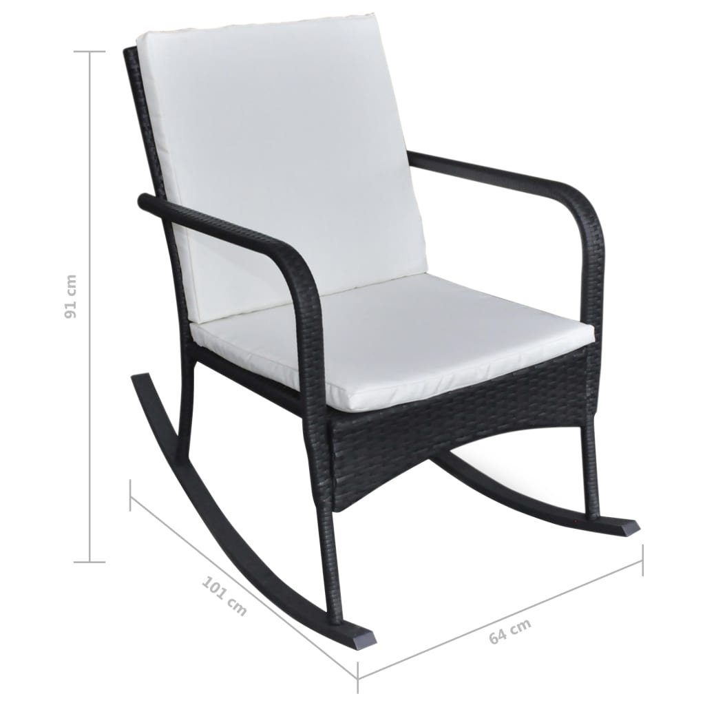 möbelando Schaukelstuhl Bahrenfleth (B/H/T: 64x91x101 cm), aus Rattan in schwarz