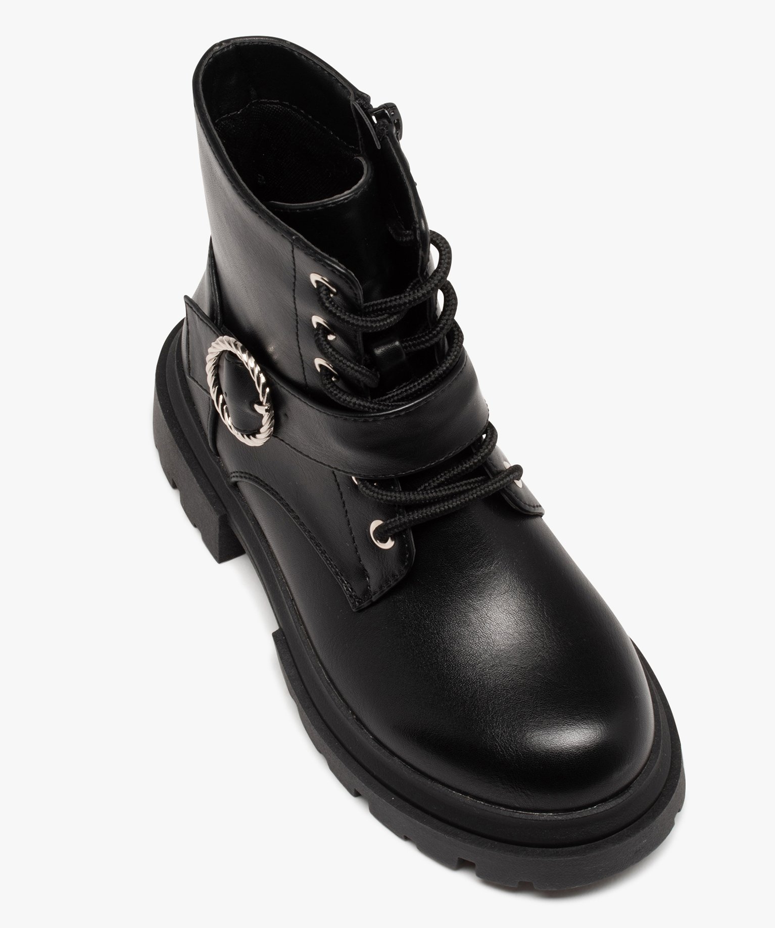 Boots esprit biker avec semelle crantée fille noir | GEMO