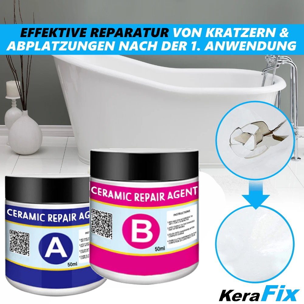 MAVURA Reparaturmasse KeraFix Keramikreparaturpaste Porzellan Reparaturmasse Keramik, (Fliesenreparatur Keramikpaste), Fliesenreparaturmittel Fliesen Reparatur Paste weiß