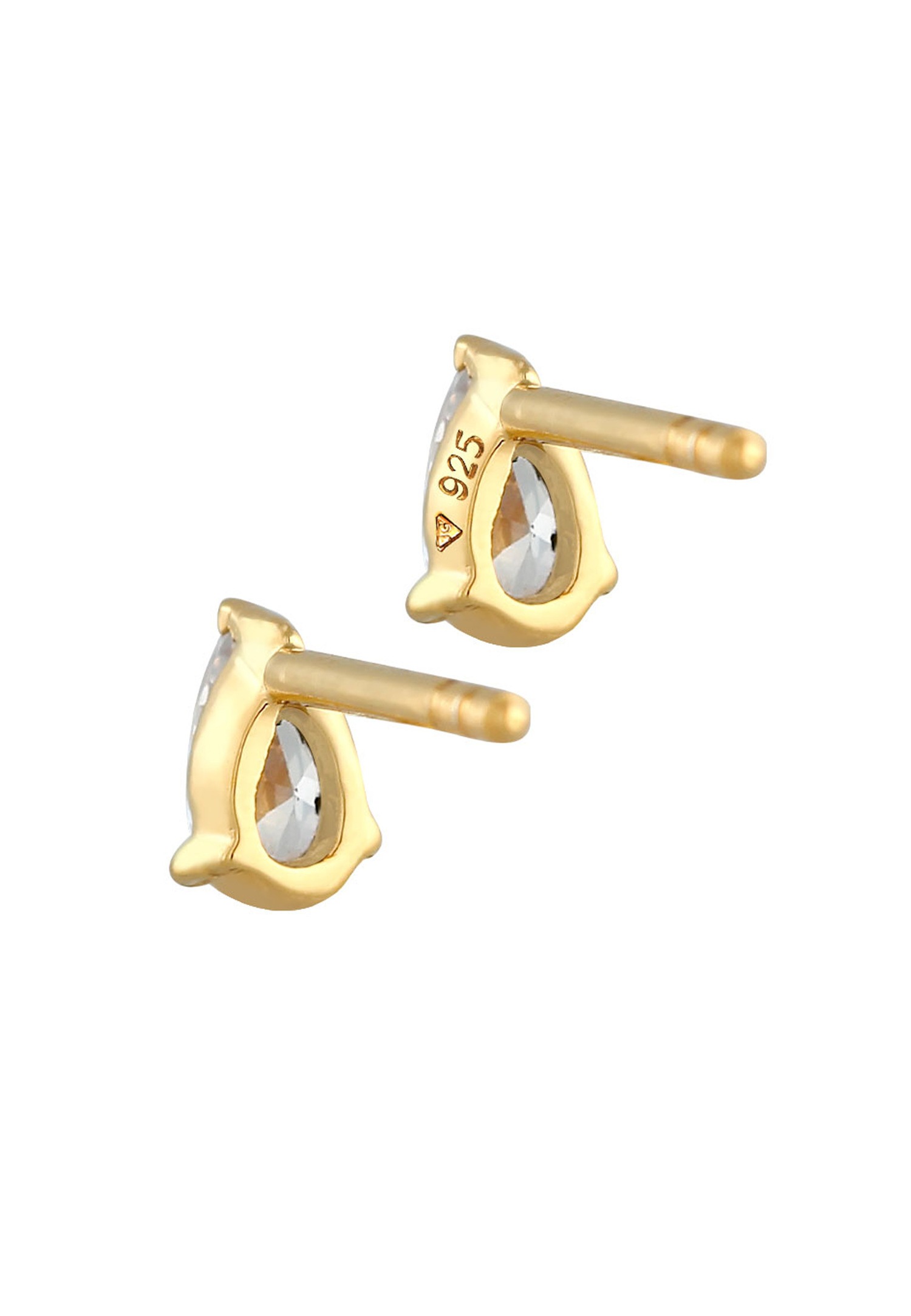 Pendientes de botón Elli Elegant Classic para mujer con cristales de circonita cúbica en plata de ley 925 chapada en oro.