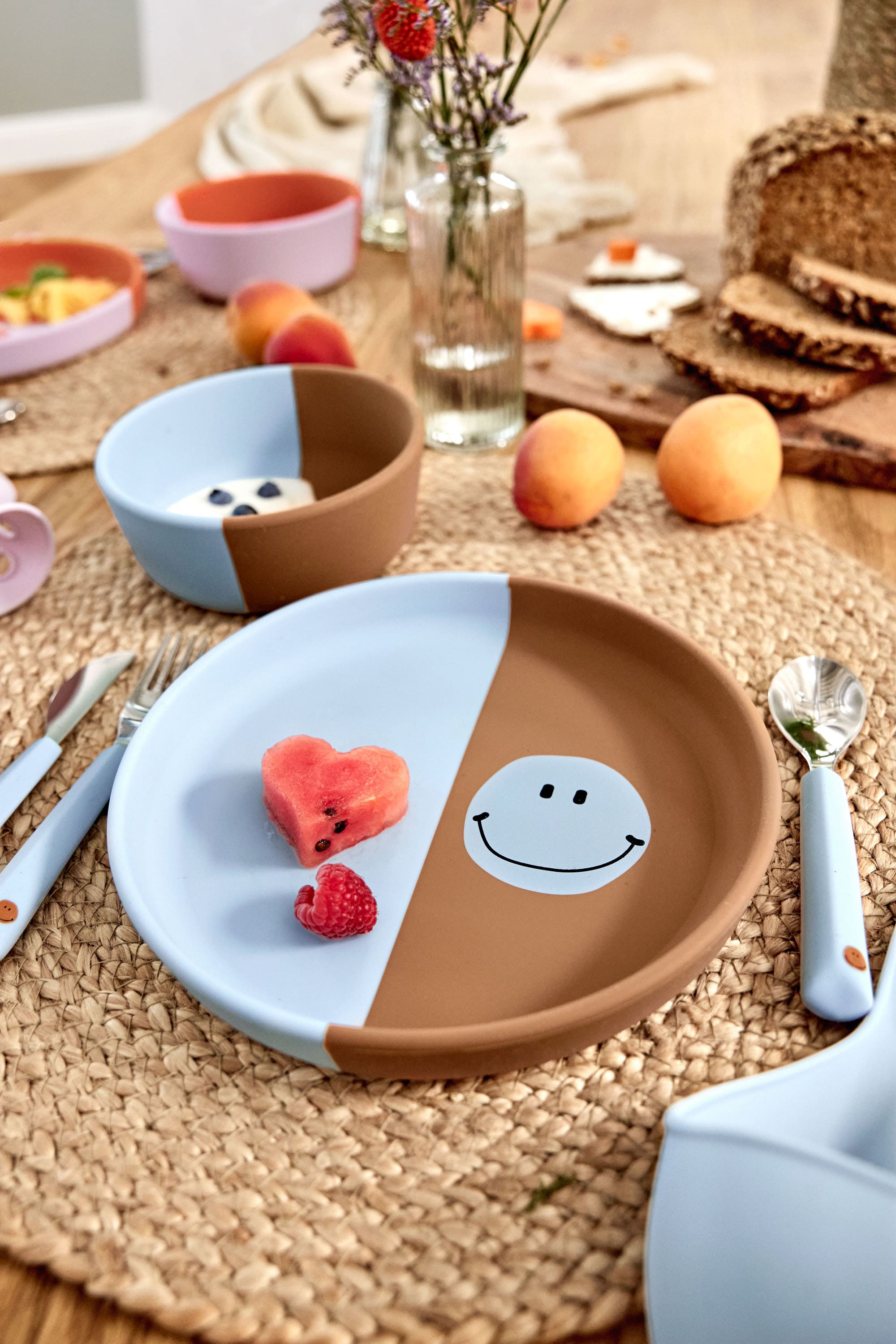 Kinderbesteck Set (Gabel, Löffel, Messer) - Happy Rascals, Smile