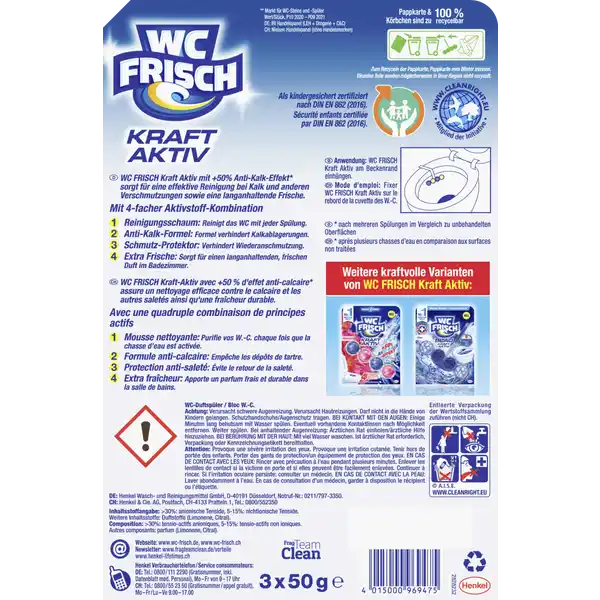 WC Reiniger Kraft-Aktiv Duftspüler Lemon, Super-Pack