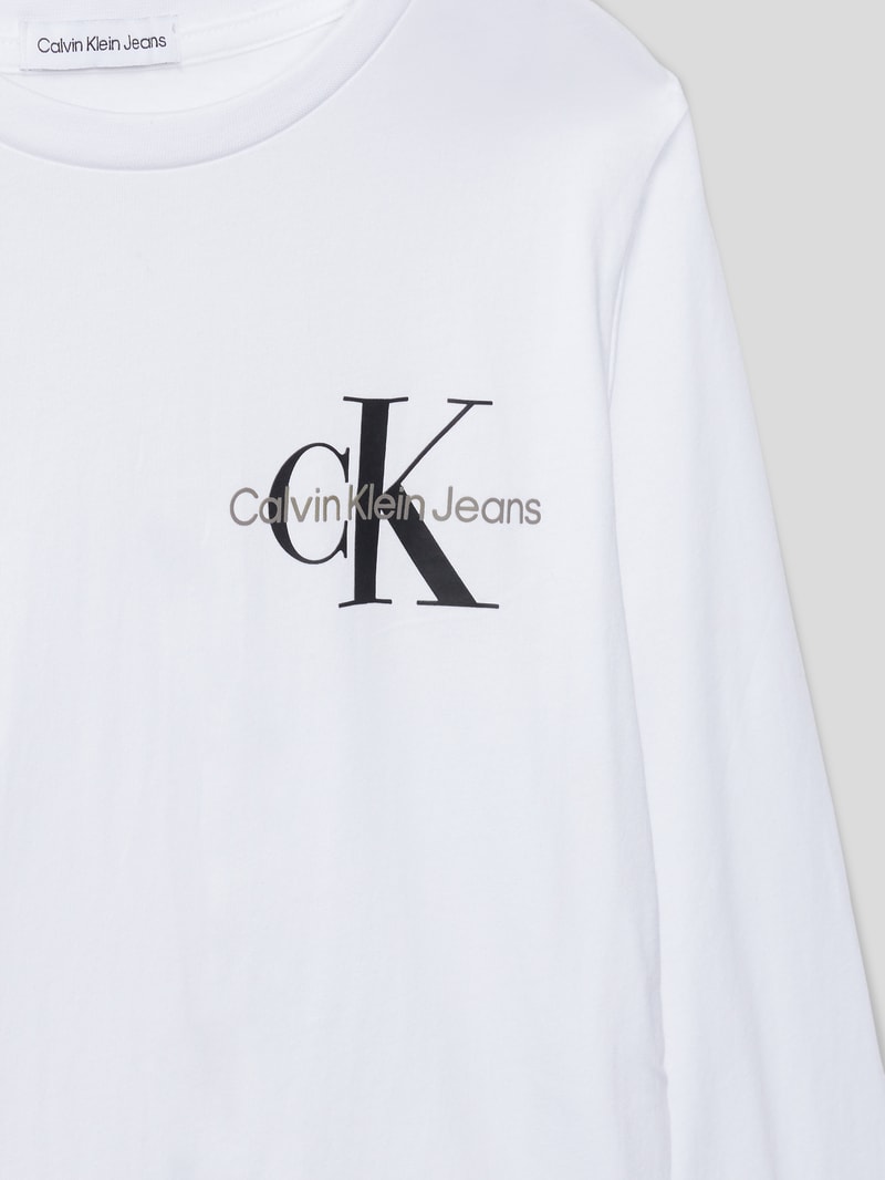 Longsleeve mit Label-Schriftzug Modell 'CHEST MONOGRAM' in weiss