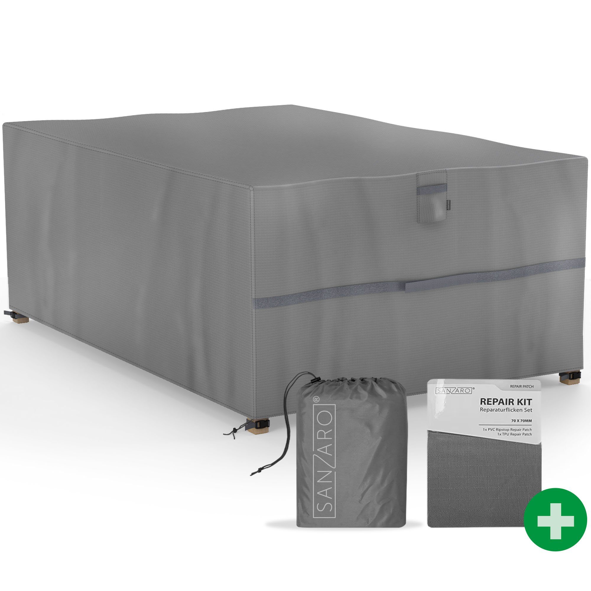 Sanzaro Gartenmöbel-Schutzhülle RC (Premium Schutzhülle Gartenmöbel), Wasserdicht, 600D Oxford, RipStop, UV-Beständig