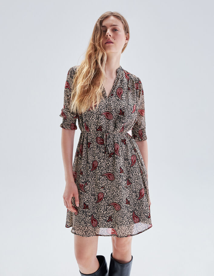 Robe écrue recyclée imprimé léo cachemire Femme
