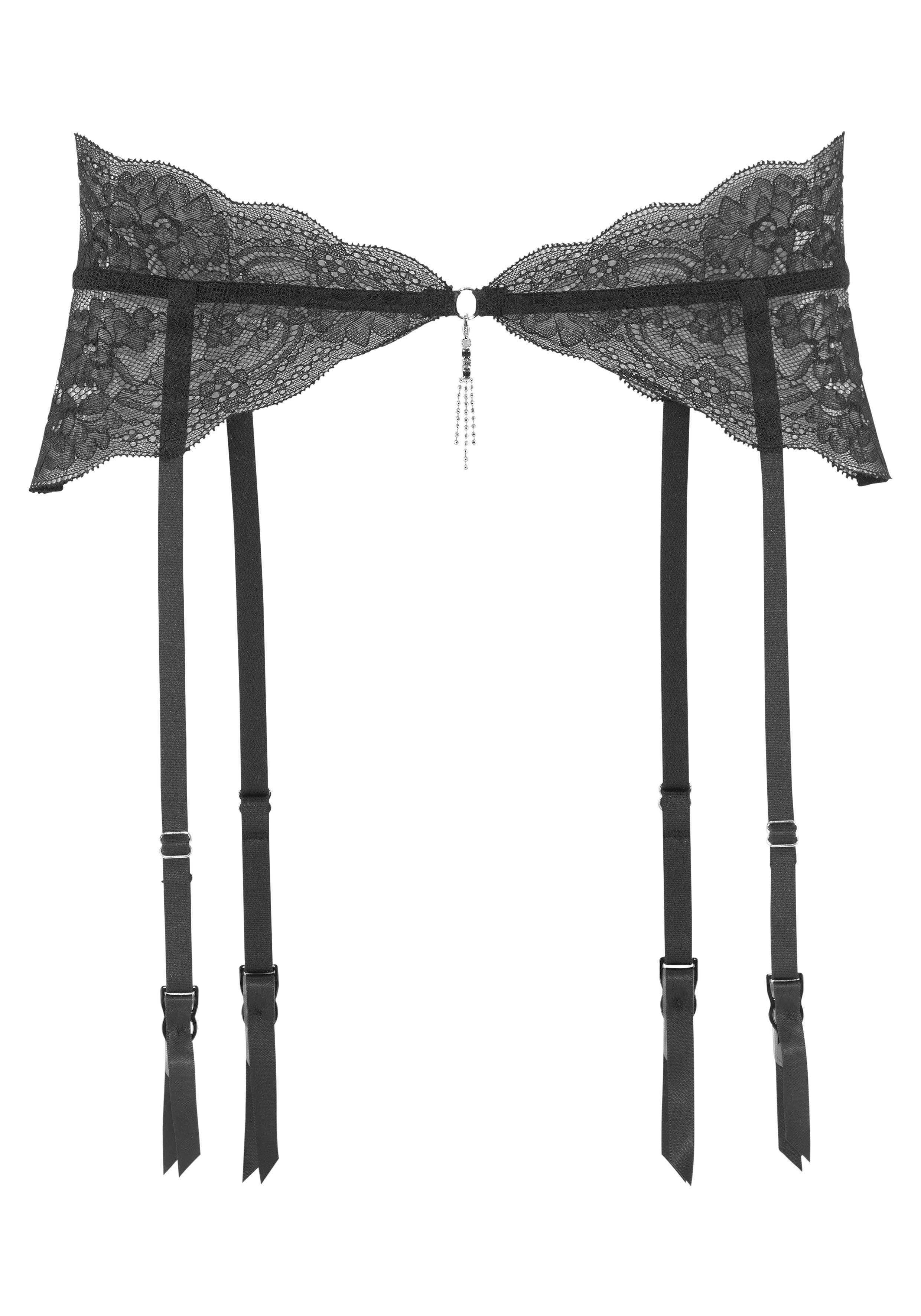 LASCANA Strumpfhalter, aus feiner, floraler Spitze in transparenter Optik