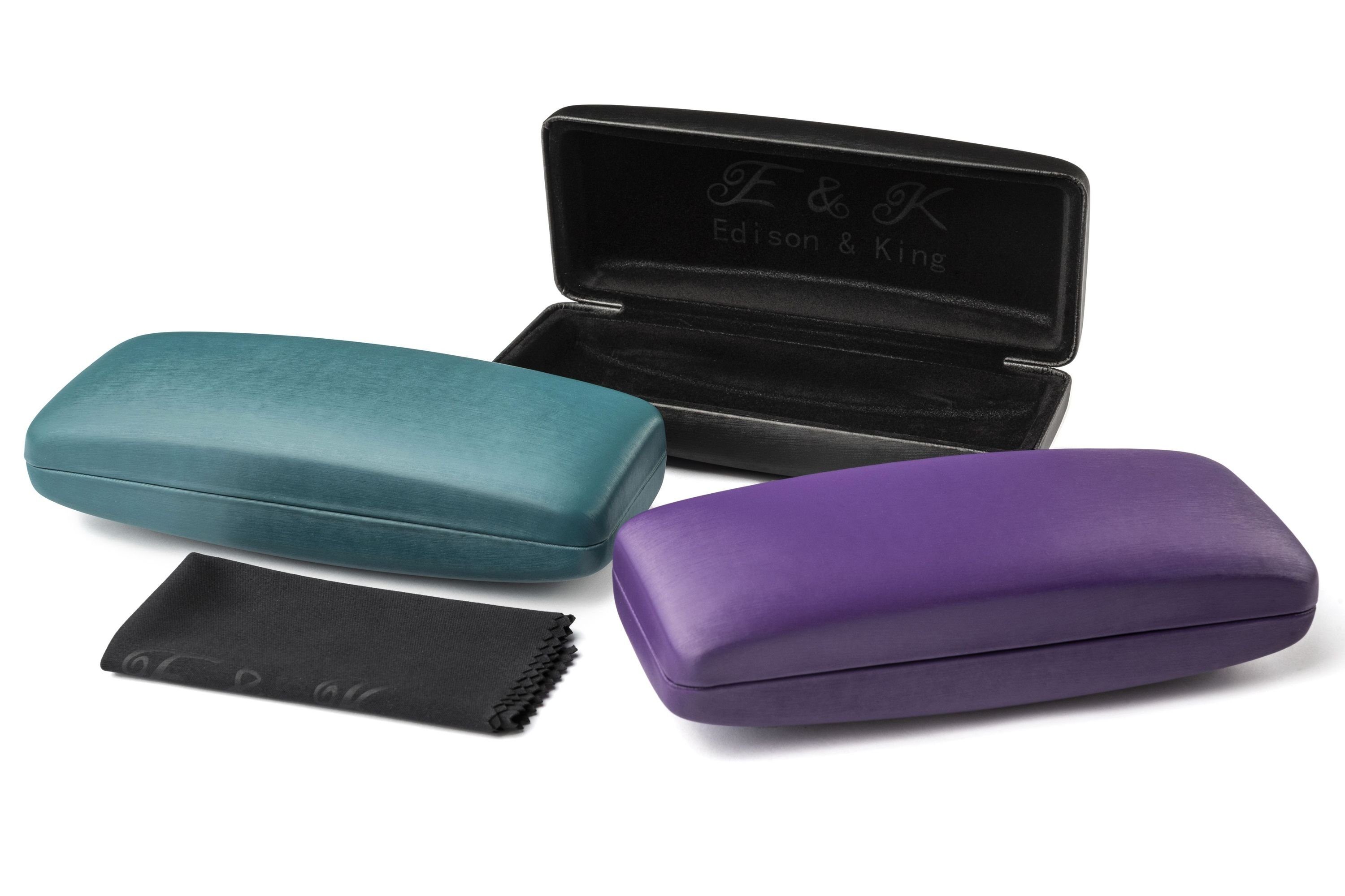 Edison & King Brillenetui Brillenetuis im 3er-Pack, hardcase - schwarz, türkis und lila