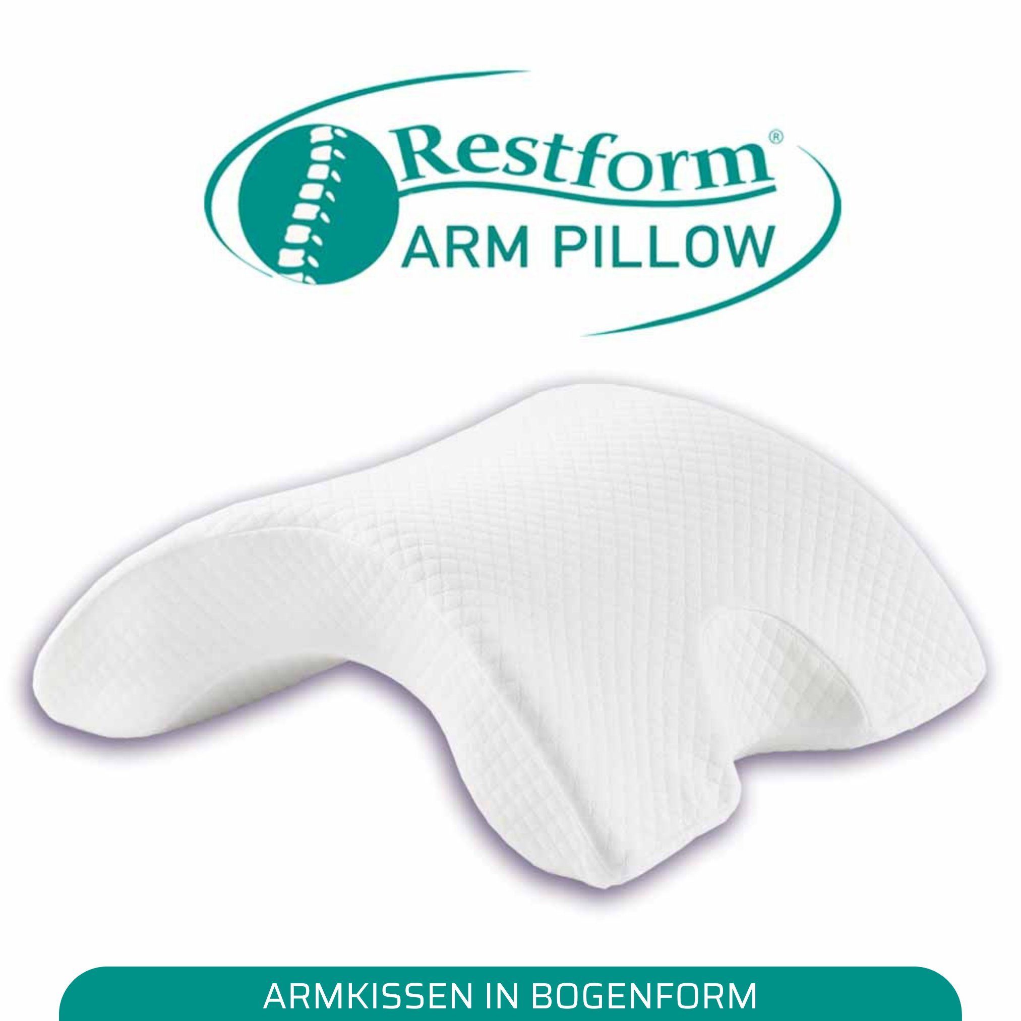 Nackenstützkissen Arm Pillow - Memory Foam Kissen, Arm Kissen, Restform®, Füllung: 100 % Polyester, Bezug: waschbar, Seitenschläfer, Rückenschläfer, Bauchschläfer, Spar-Set, 1er oder 2er Pack, sensible Unterstützung für den Hals, Rücken, Knie und Hüf