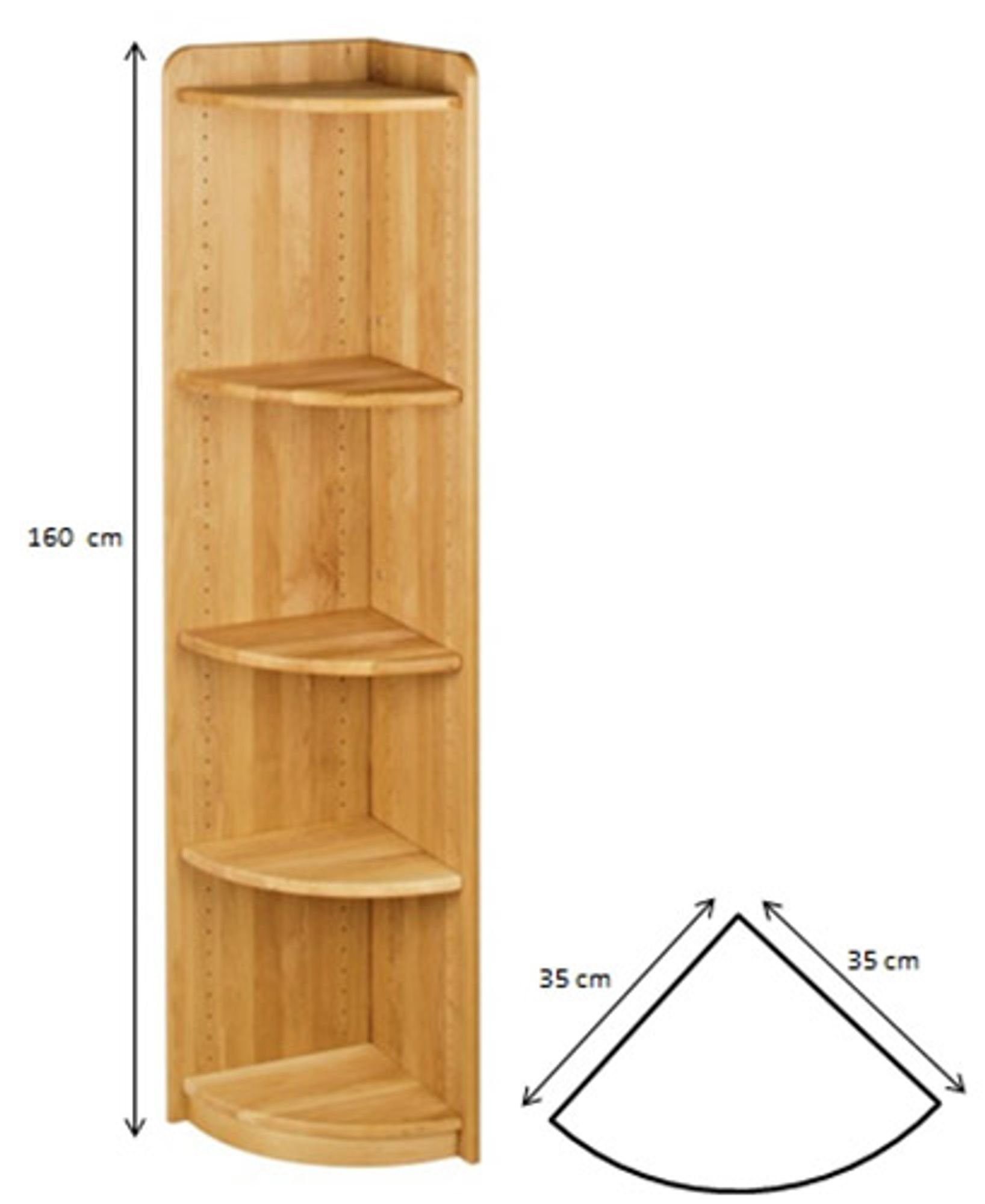 BioKinder - Das gesunde Kinderzimmer Eckregal Lara, Set Regalwand Ecklösung 160 cm Höhe, Erle