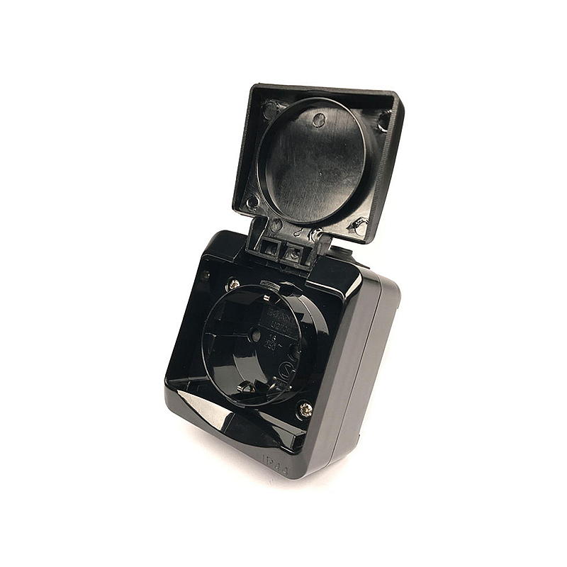 Egant Enkelstikk IP44 m/lokk, sort, Egant