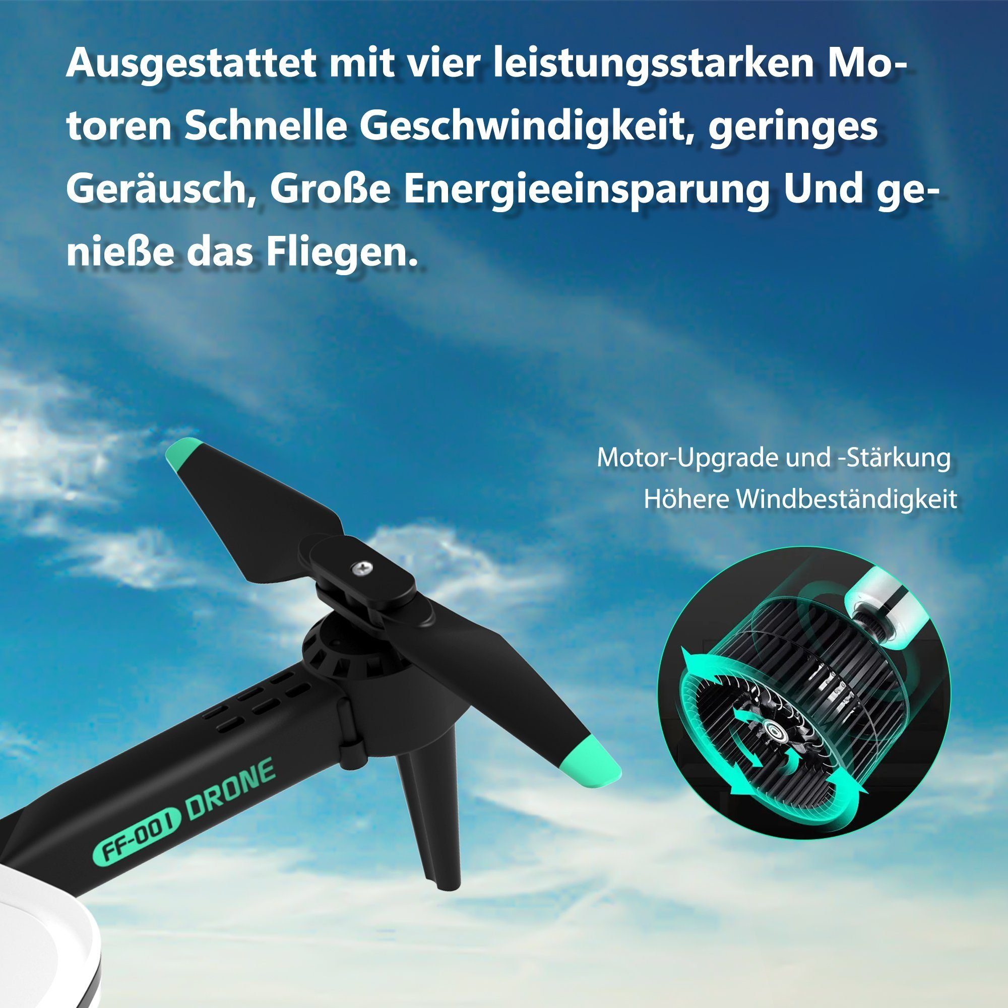 TizzyToy Drohne, Spielzeug, App-Steuerung, 360-Grad-Hindernisvermeidung Spielzeug-Drohne (4K-Kamera, Three speed modes: low, medium and high (indoor, outdoor, play),Air pressure height setting, optical flow positioning, Gestensteuerung, 3D FlipFoldab