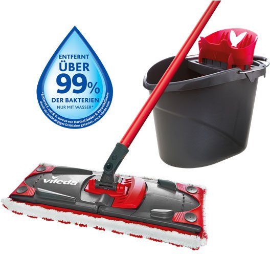Vileda Bodenwischer-Set Ultramax 2in1 (Set, 3-St), (3-teiliger Stiel, Mikrofaser-Bezug, Ultramax Eimer)