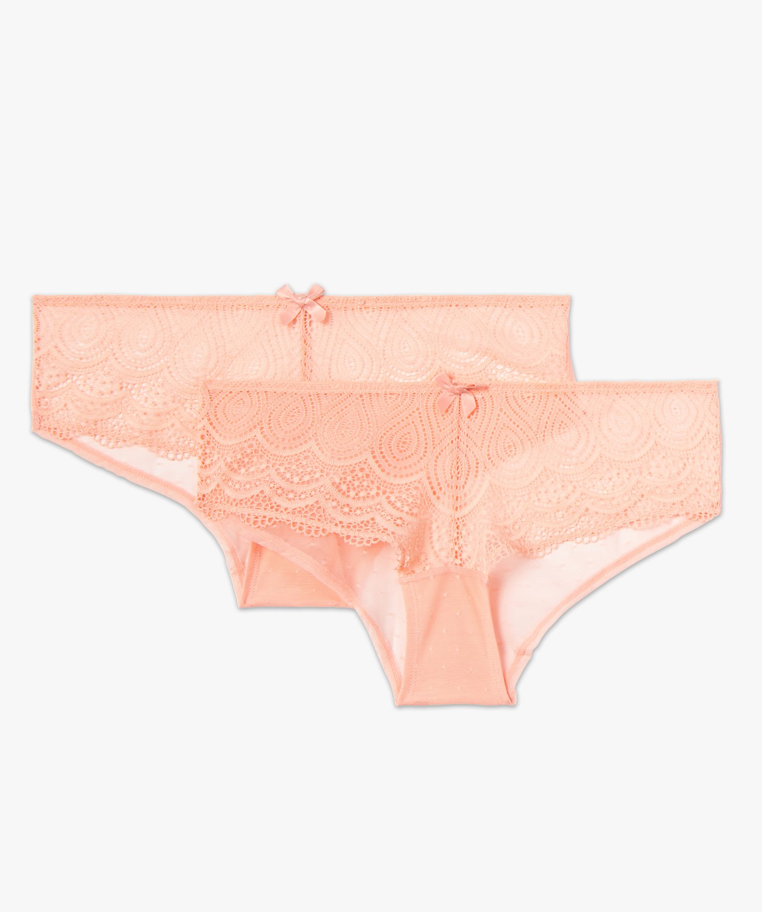 Shorty en dentelle et tulle femme (lot de 2) rose | GEMO