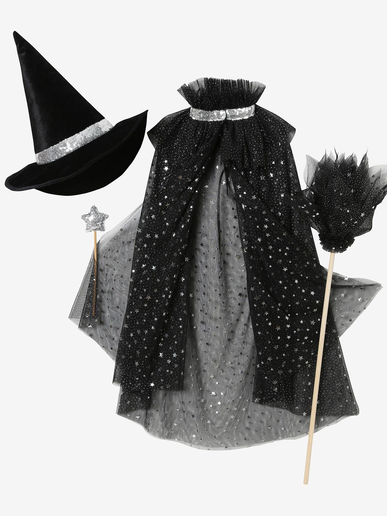 Cape à paillettes + baguette blanc