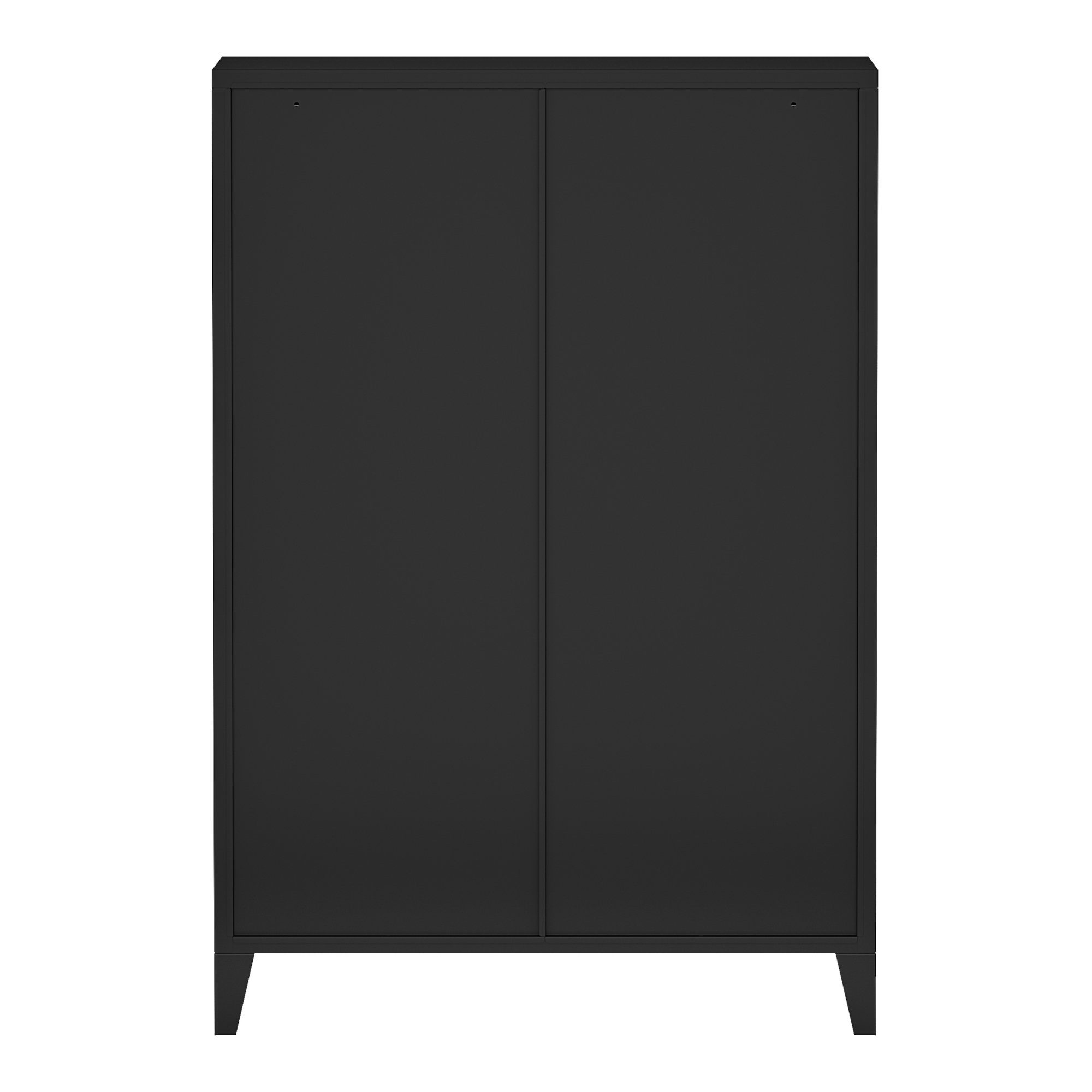 en.casa Mehrzweckschrank Hamina Büroschrank mit 6 Türen 80x140x113 cm Schwarz