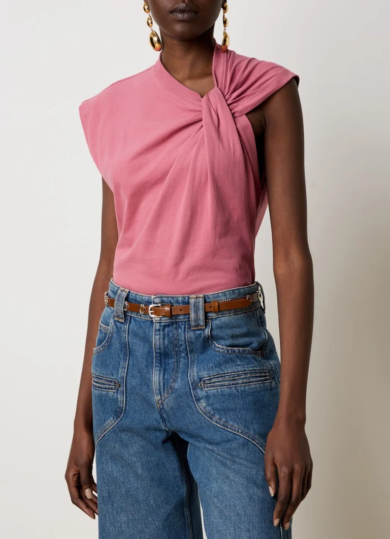 T-shirt Isabel Marant Nayda in cotone biologico con scollo asimmetrico