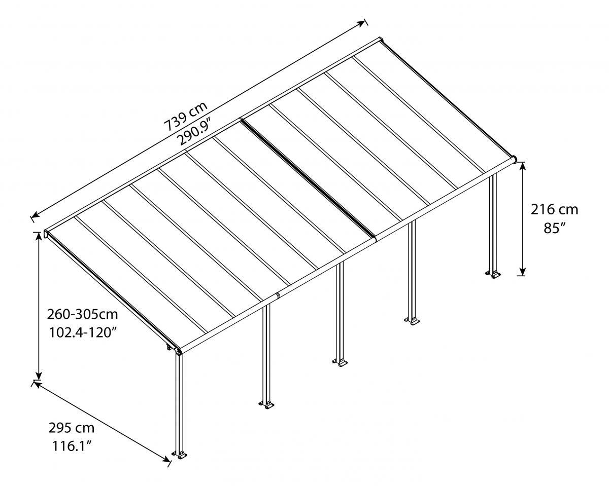 Canopia by Palram Patio Cover Olympia 3X7.3 Grau Terrassenüberdachung