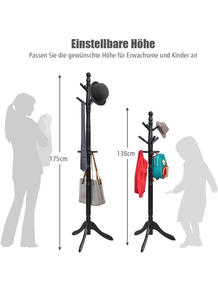 COSTWAY 175 cm Garderobenständer in Schwarz günstig kaufen onesize