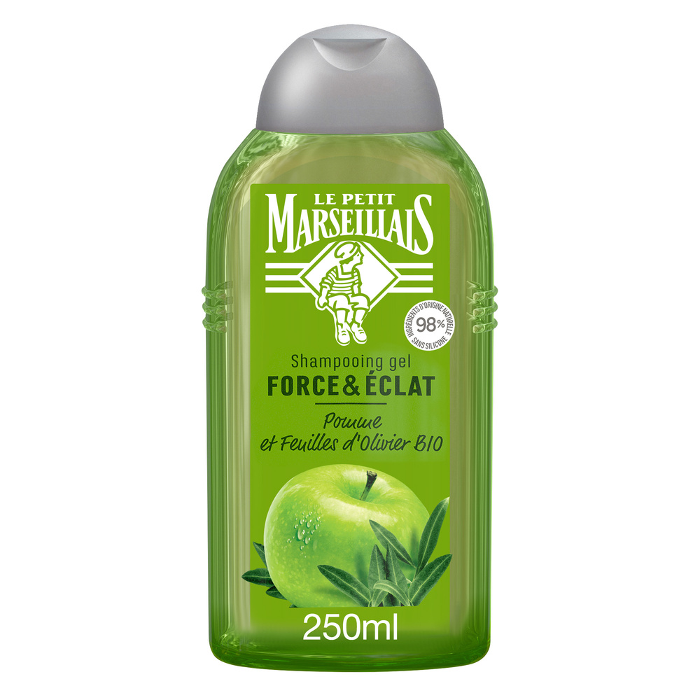 le petit marseillais Shampooing Force & Eclat , Pomme BIO & Feuille d'Olivier BIO, 250ml Shampoing