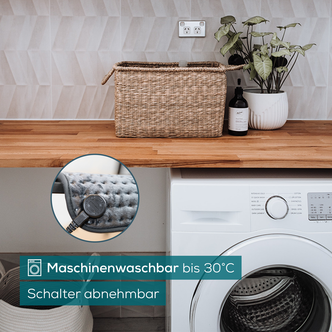 Beurer XXL-Heizkissen HK 123 XXL Cosy Grey Green Planet-Atmungsaktives Heizkissen im XXL-Format aus der Green Planet Reihe