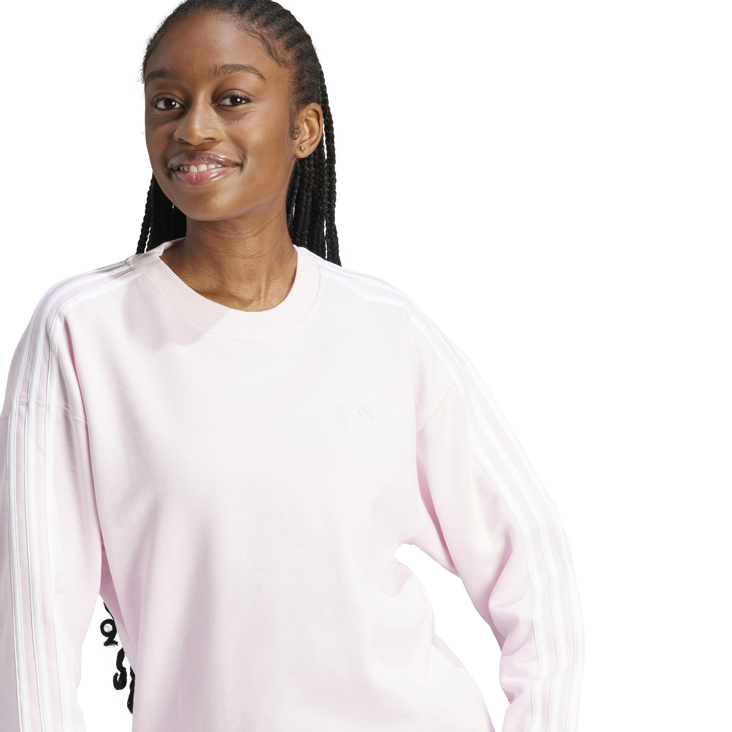 3 Stripes French Terry Sweatshirt Damen - Rosa, Weiß