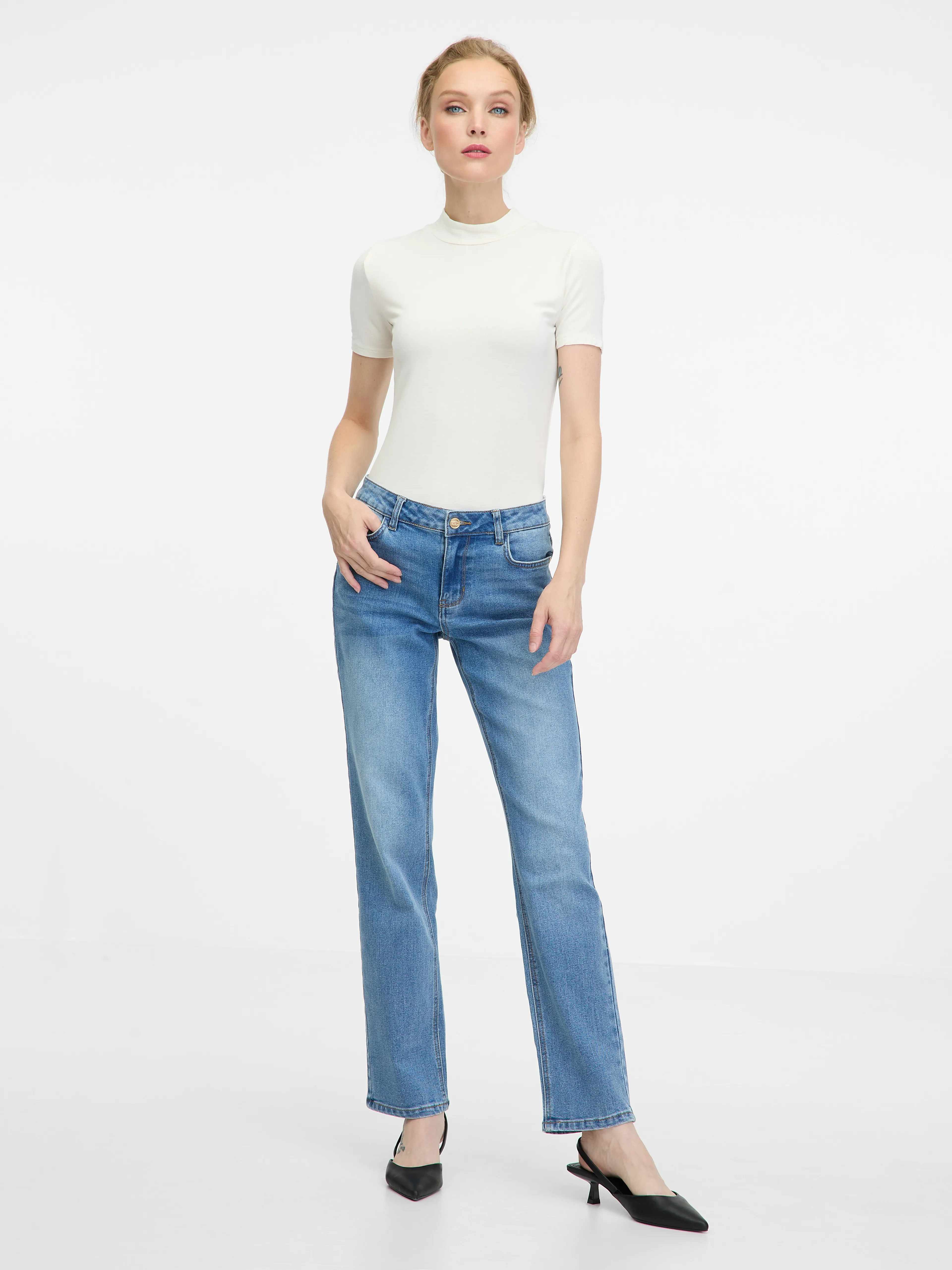 Weißes Kurzarm-T-Shirt für Frauen ORSAY