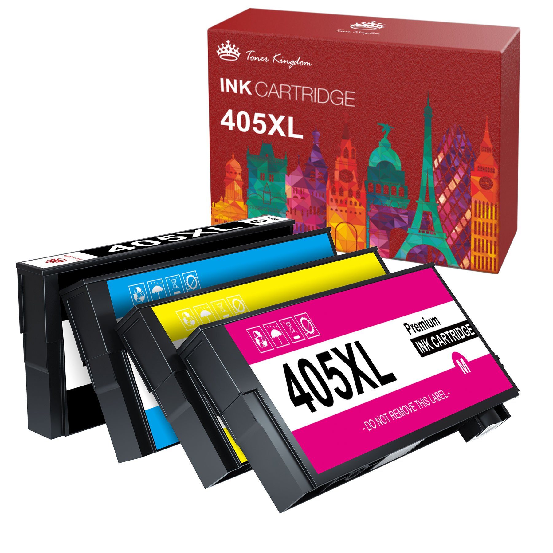 Toner Kingdom für EPSON 405 XL 405XL Pro WF-4830 4825 3820 Tintenpatrone (4-tlg)