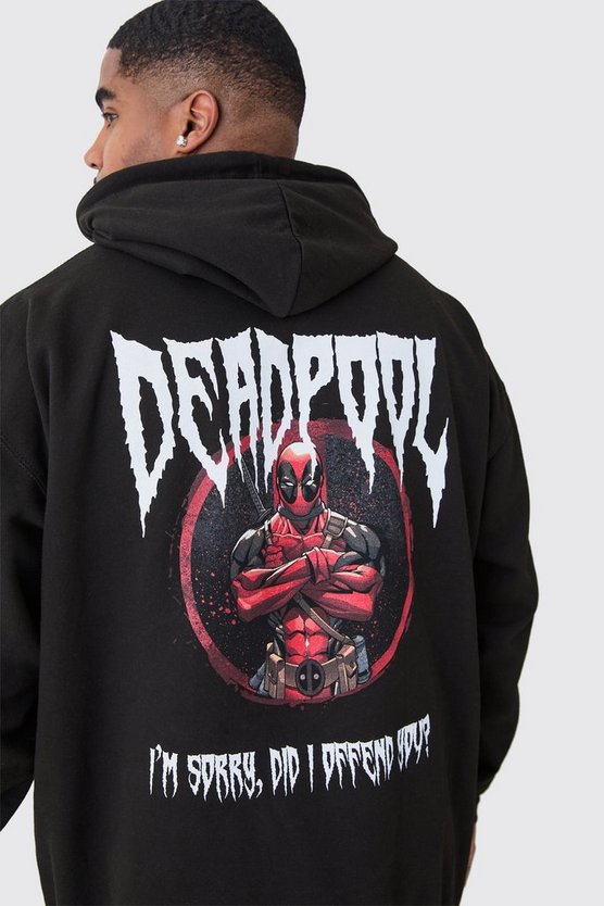 Plus Hoodie mit lizenziertem Deadpool Marvel Print