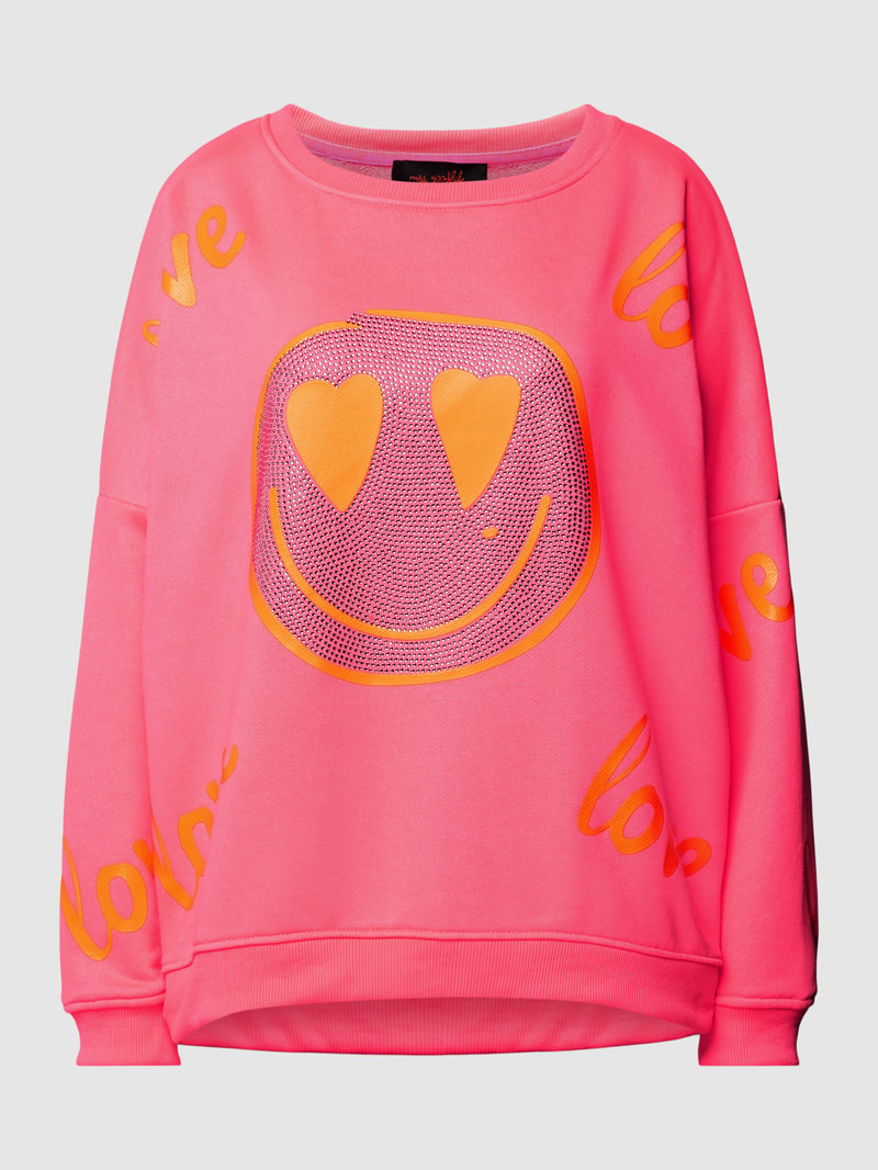Sweatshirt mit Motiv-Print Modell 'LOVE HARDFACE' in pink