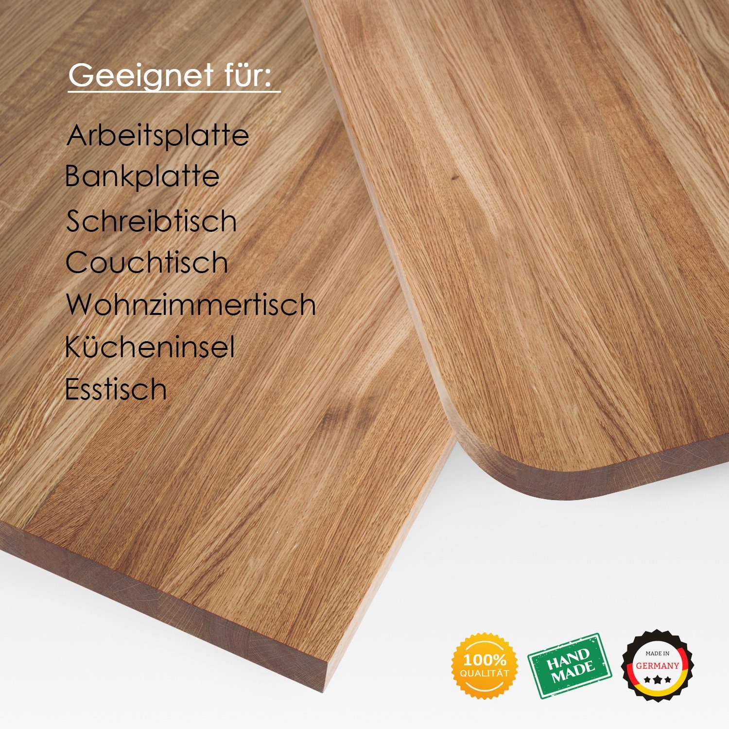 Rikmani Tischplatte Massivholzplatte Eiche Dunkel Naturholz Esstisch Schreibtisch Arbeitsplatte Küche Holzbrett Schreibtischplatte, Massivholz