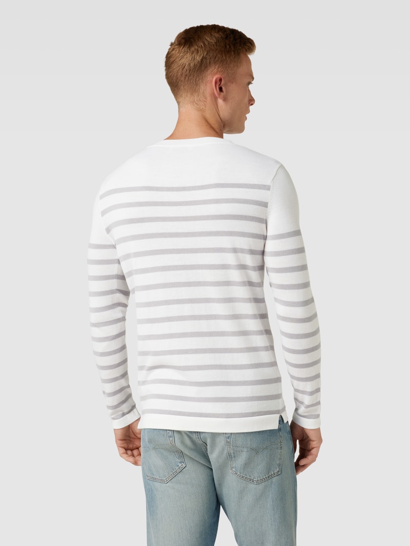 Strickpullover mit Streifenmuster Modell 'Deaton' in weiß