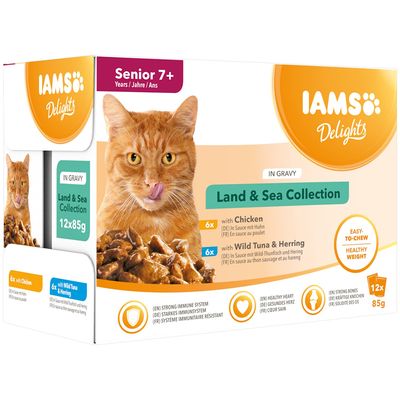 42 + 6 gratis! 48 x 85 g IAMS Delights