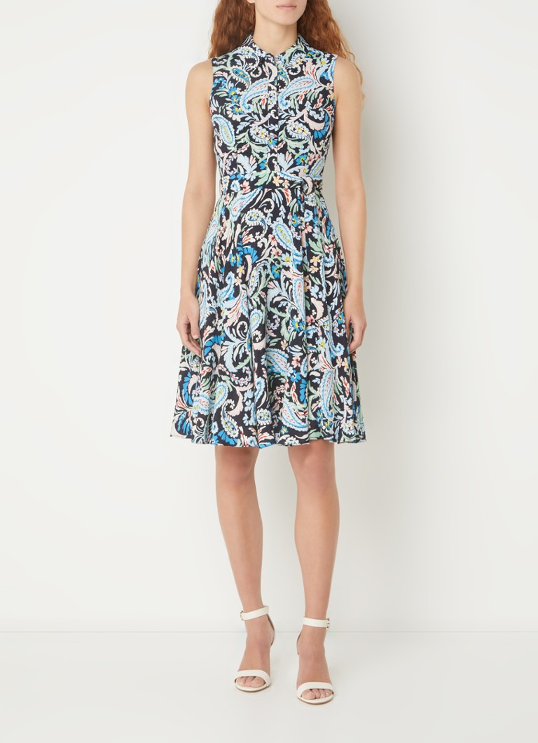 Abito corto a blusa Belinda di Hobbs con stampa paisley e cintura annodata.