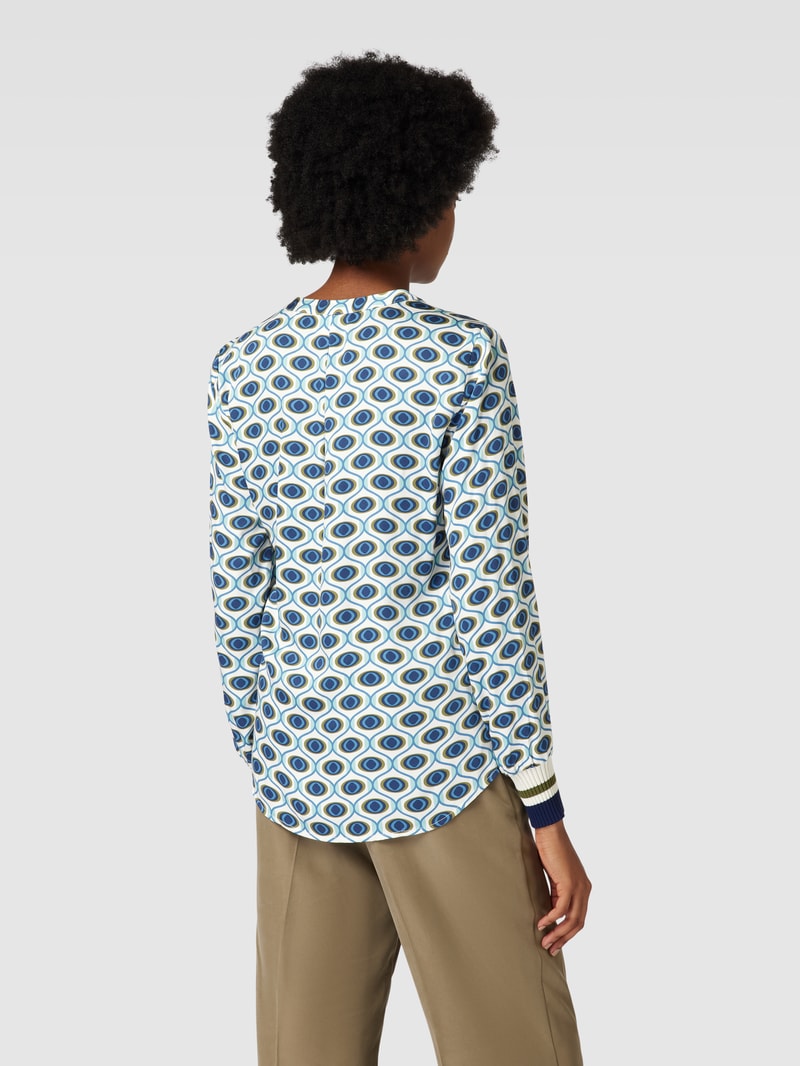 Bluse mit Allover-Muster in petrol
