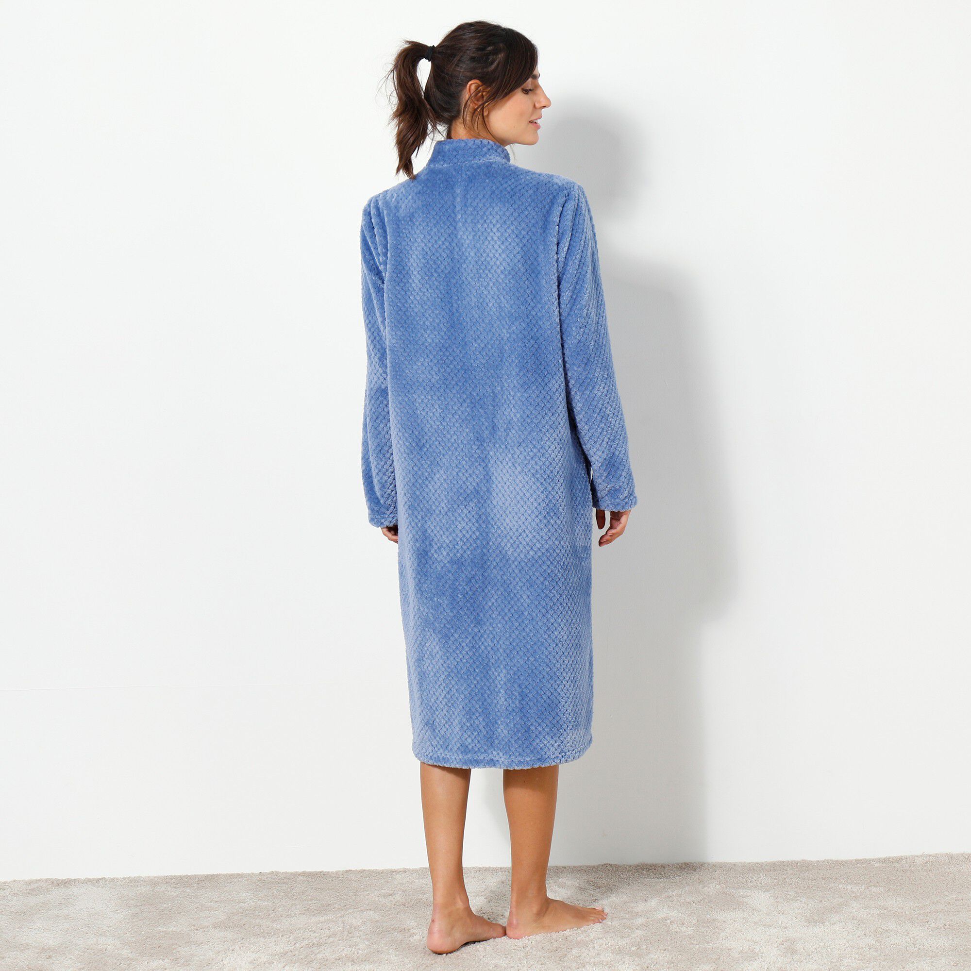 Robe de chambre zippée maille polaire texturée