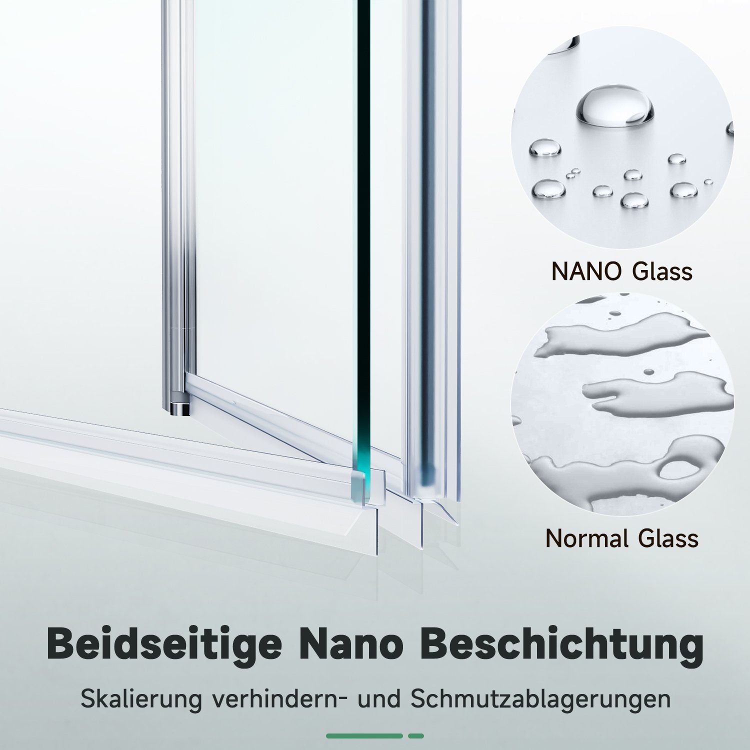 SONNI Badewannenaufsatz Badewanne Faltwand 3-teilig ESG NANO Glas Duschabtrennung