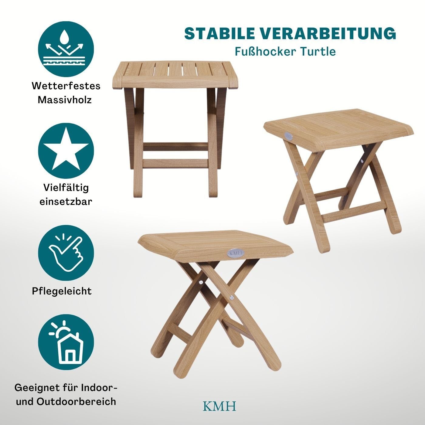 KMH Fußhocker TEAK Fußhocker *Turtle* (102124)