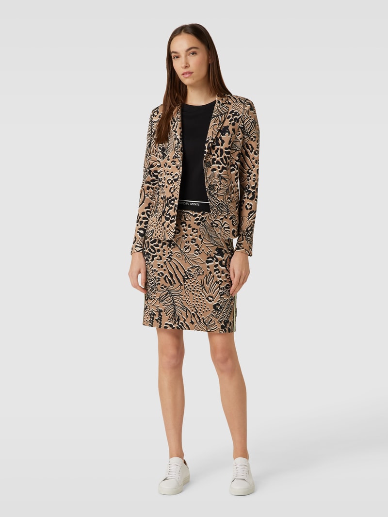 Knielanger Rock mit Allover-Motiv-Print in camel