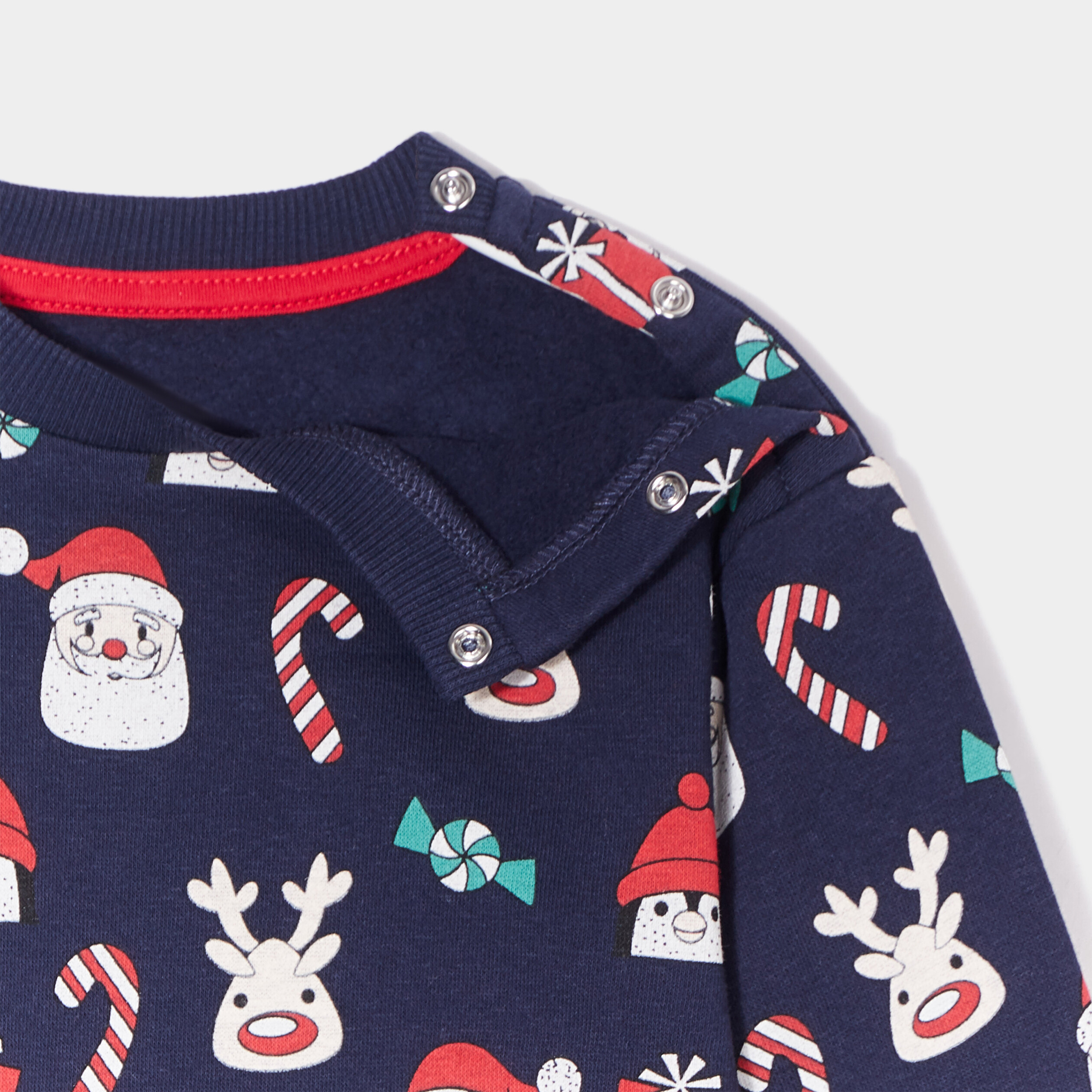 Sweat épaule boutonnée col rond bleu marine bébé garçon | La Halle