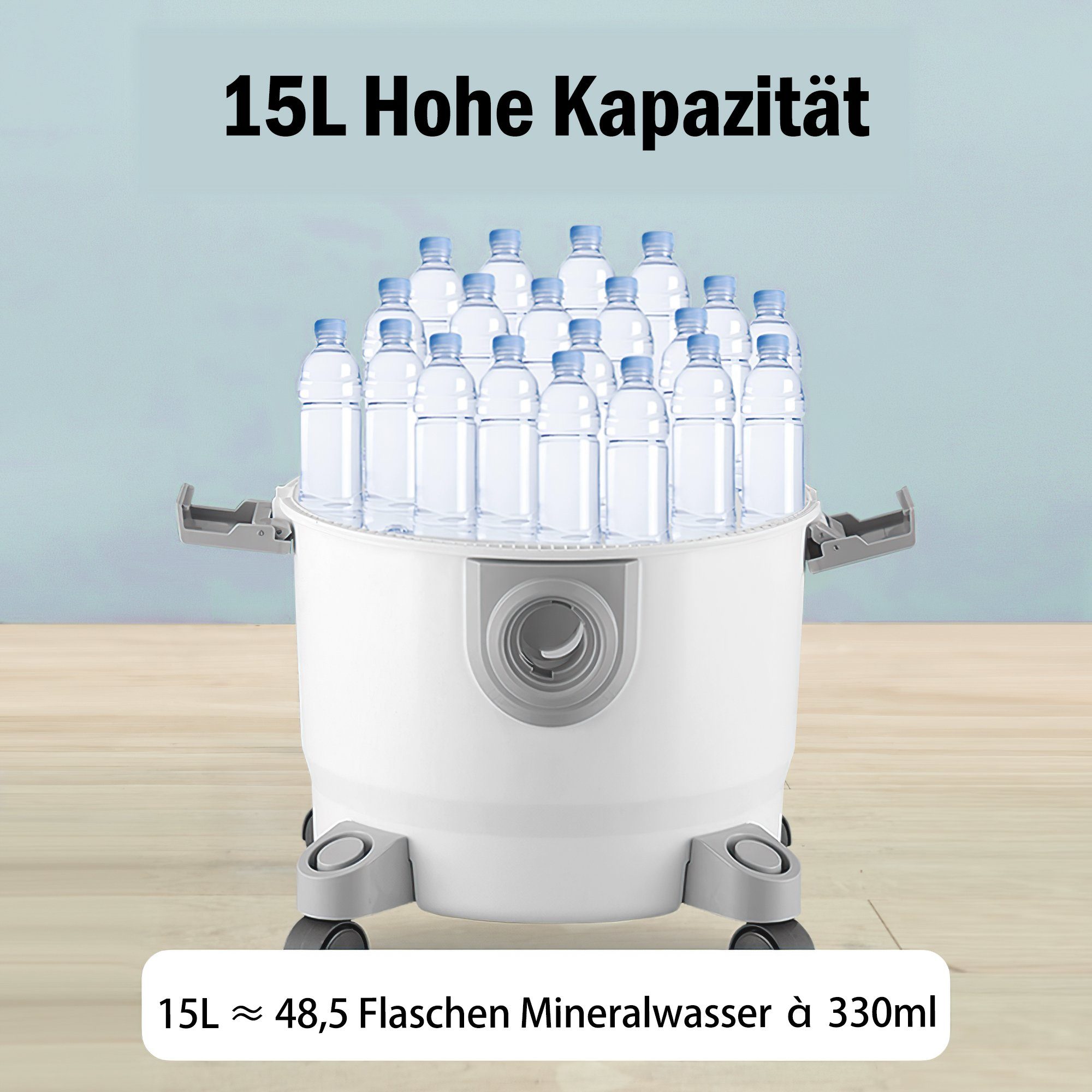 Mutoy Bodenstaubsauger Nass-Trockensauger 15 L Behälter, 3,5 kg leichter Staubsauger