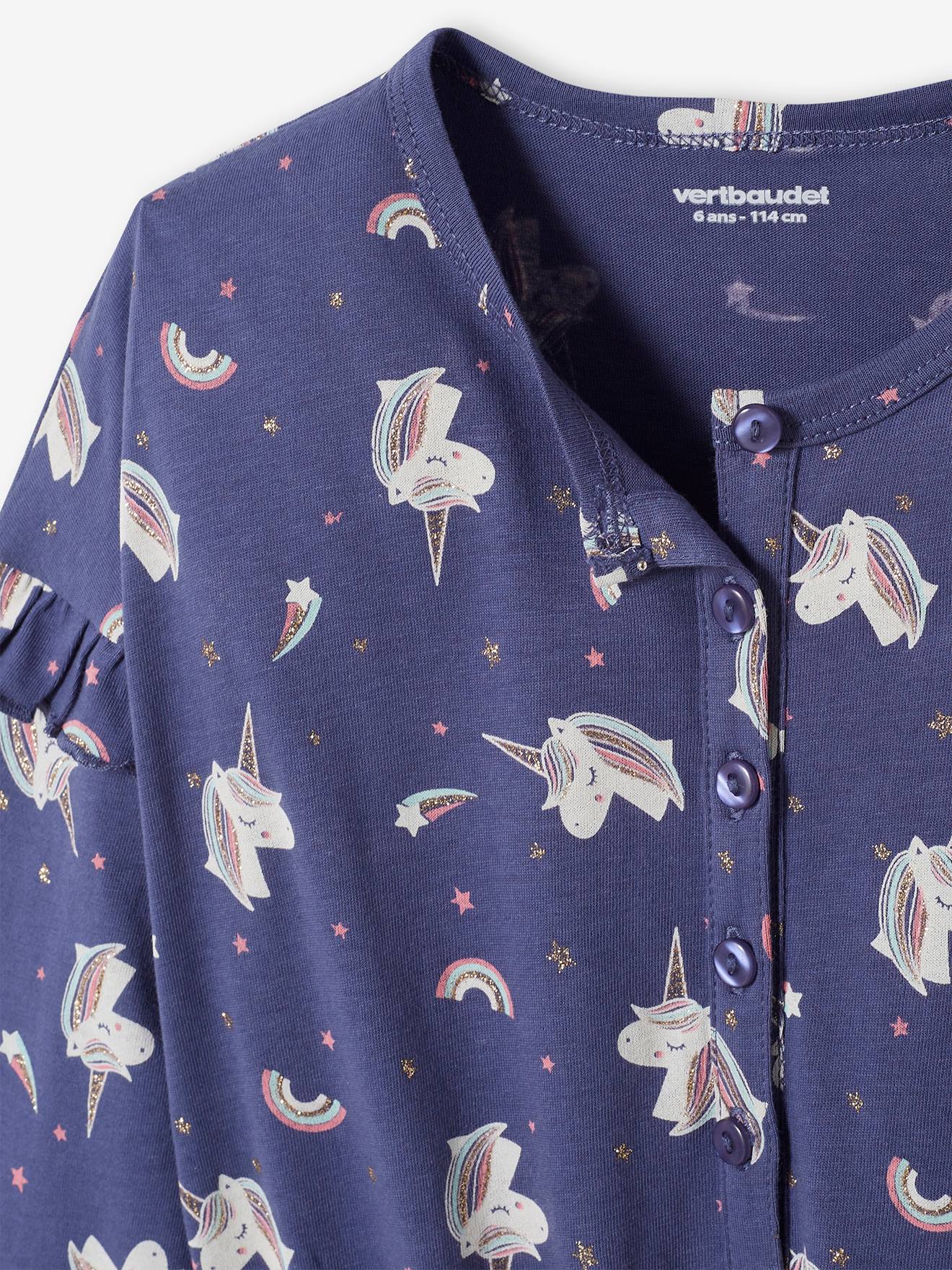 Combi-pyjama licorne fille bleu moyen
