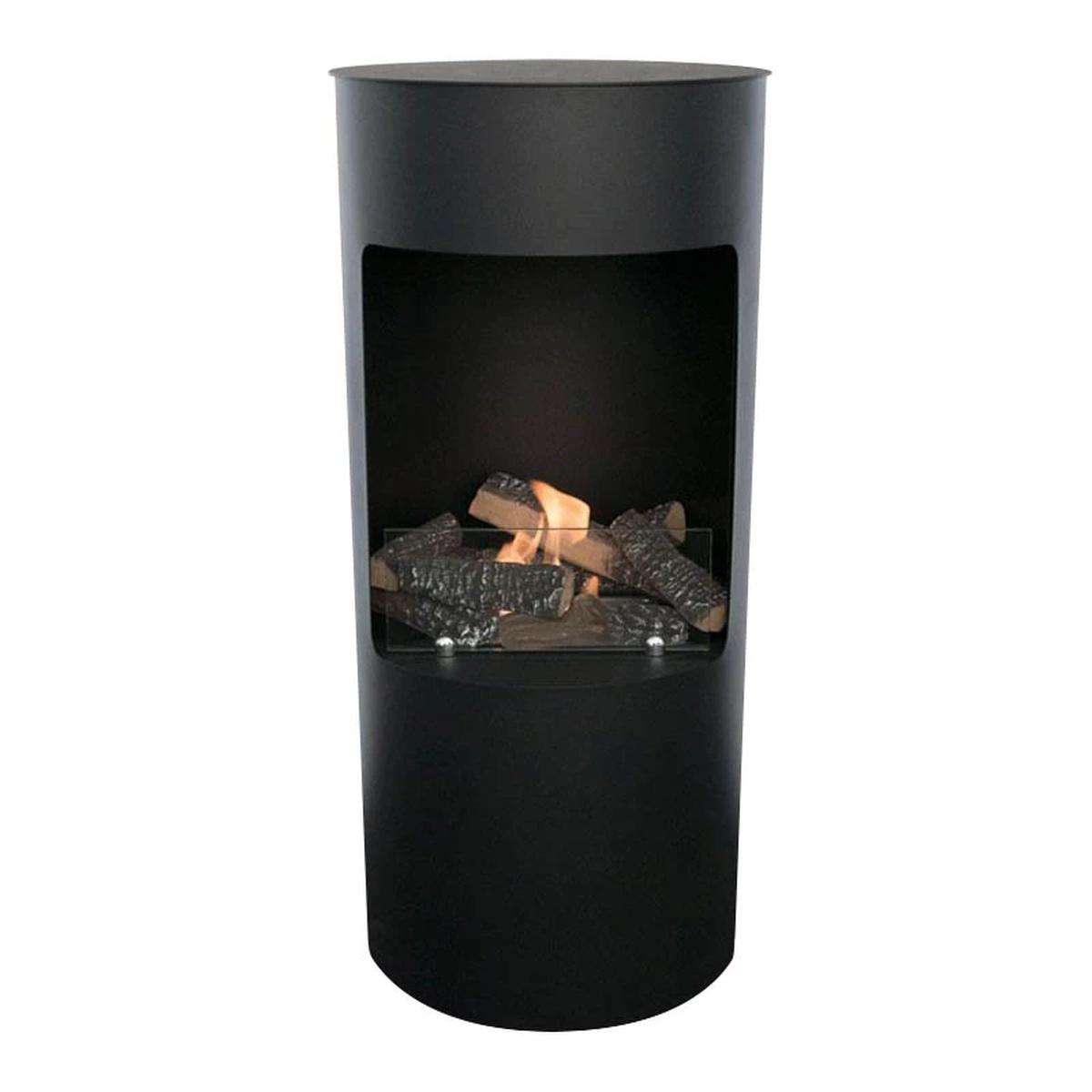 ScandiFlames Montgomery Schwarz, Offener Bioethanol-Herd, Freistehender Bioethanol-Kamin im Holzofen-Design, Lange Brenndauer von bis zu 4,5 Stunden, 1,9 kW.