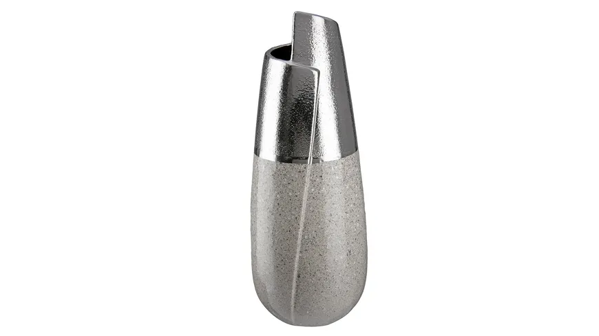 GILDE Keramik Vase mit Cut Marmo H=28cm silber, grau