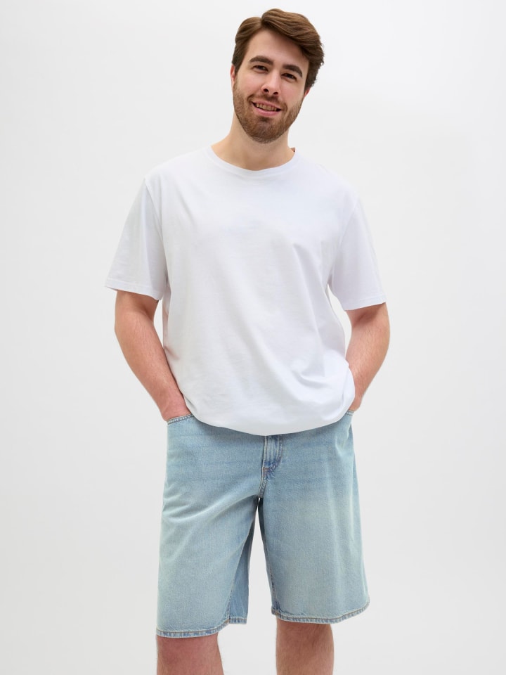 JACK & JONES PLUS Jeans-Shorts in Blue Denim günstig kaufen