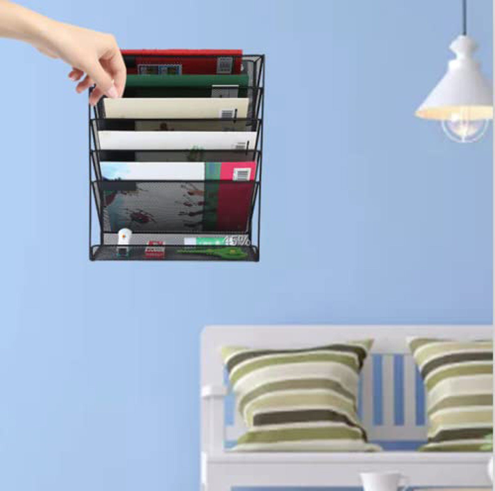 CALIYO Zeitungsständer Zeitschriftenhalter Wand, Prospekthalter A4, Zeitschriften Wandhalter, 32.3 x 10.5 x 42.5 cm, schwarz