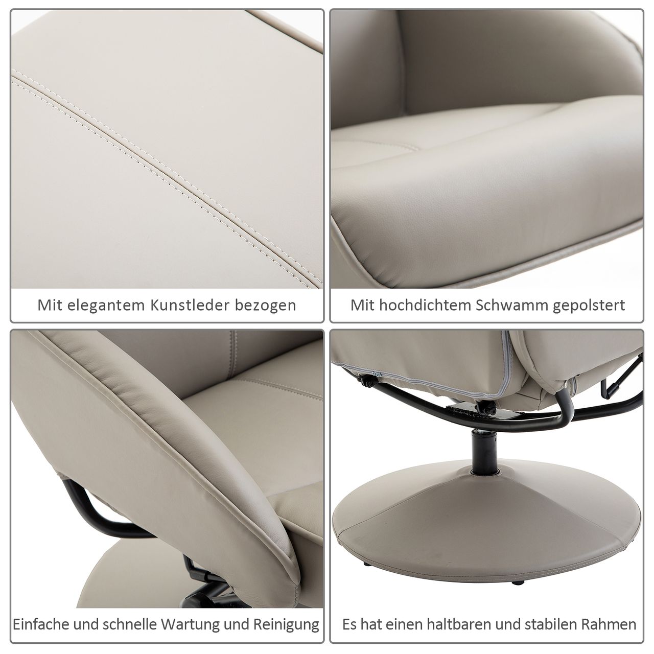 HOMCOM Relaxsessel Sessel Fernsehsessel Armsessel 360° drehbar mit Fußstütze