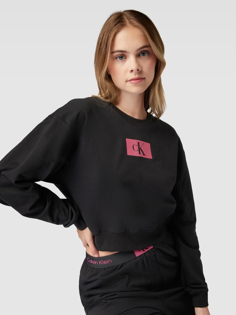 Sweatshirt mit Label-Print in schwarz